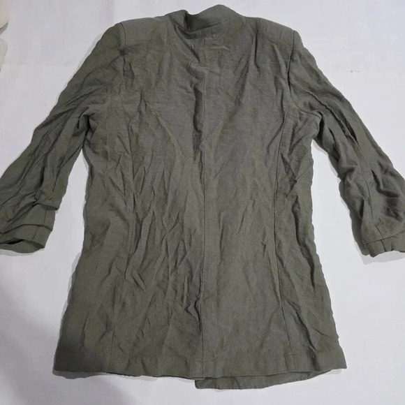 DKNY Size Small Open Front Cardigan Jacket 3/4 sleeves Olive Green - Picture 9 of 9